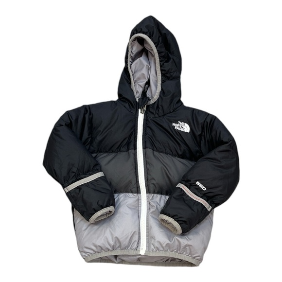 The North Face Long Sleeve Hooded 1996 Retro Nuptse Jacket 550 Black Gray 2T - Picture 11 of 11